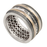 Jewish Kabbalah angel protection ring with Psalm 91 engraving sterling silver 9K gold